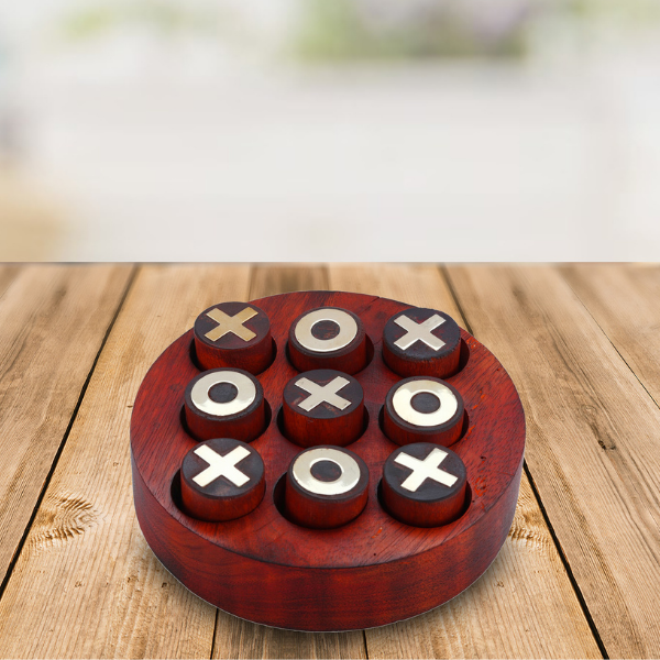 Wooden Round Tic Tac Toe