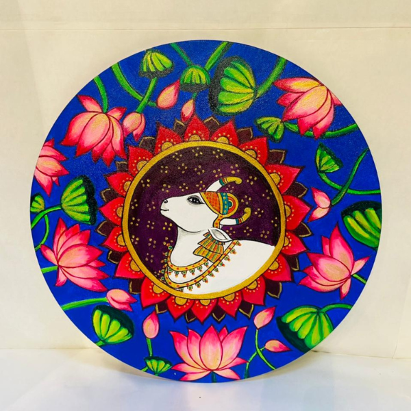 Pichwai Lotus and Cow Wall Plate