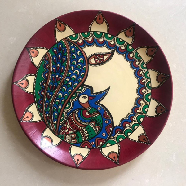 Fusion Kalamkari Moon Wall Plate 
