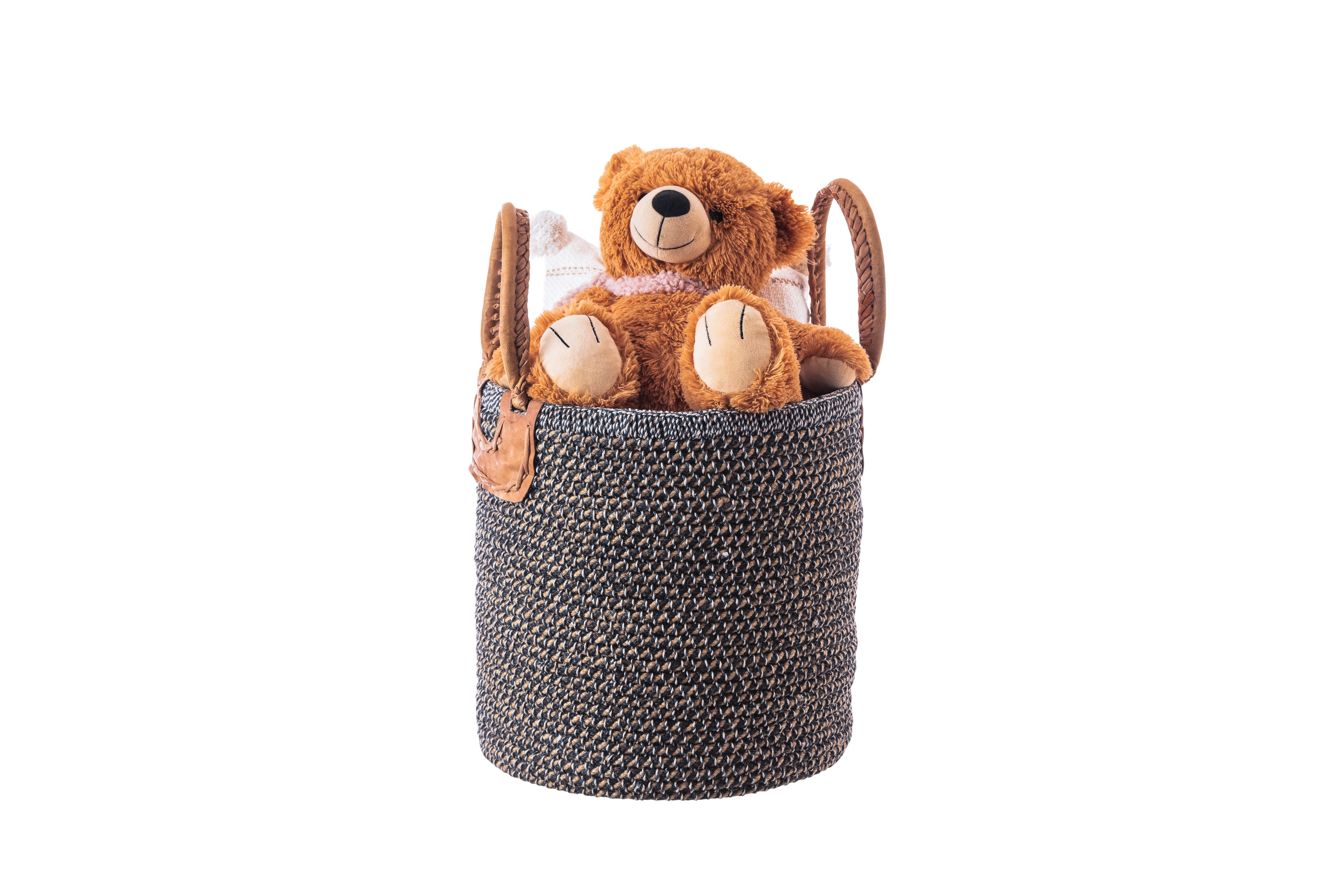 Natural Jute Basket- Black & White | Medium size