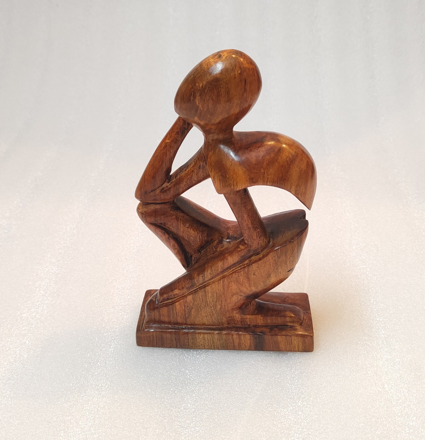 Thinking Alone Wooden Sculpture - Natural