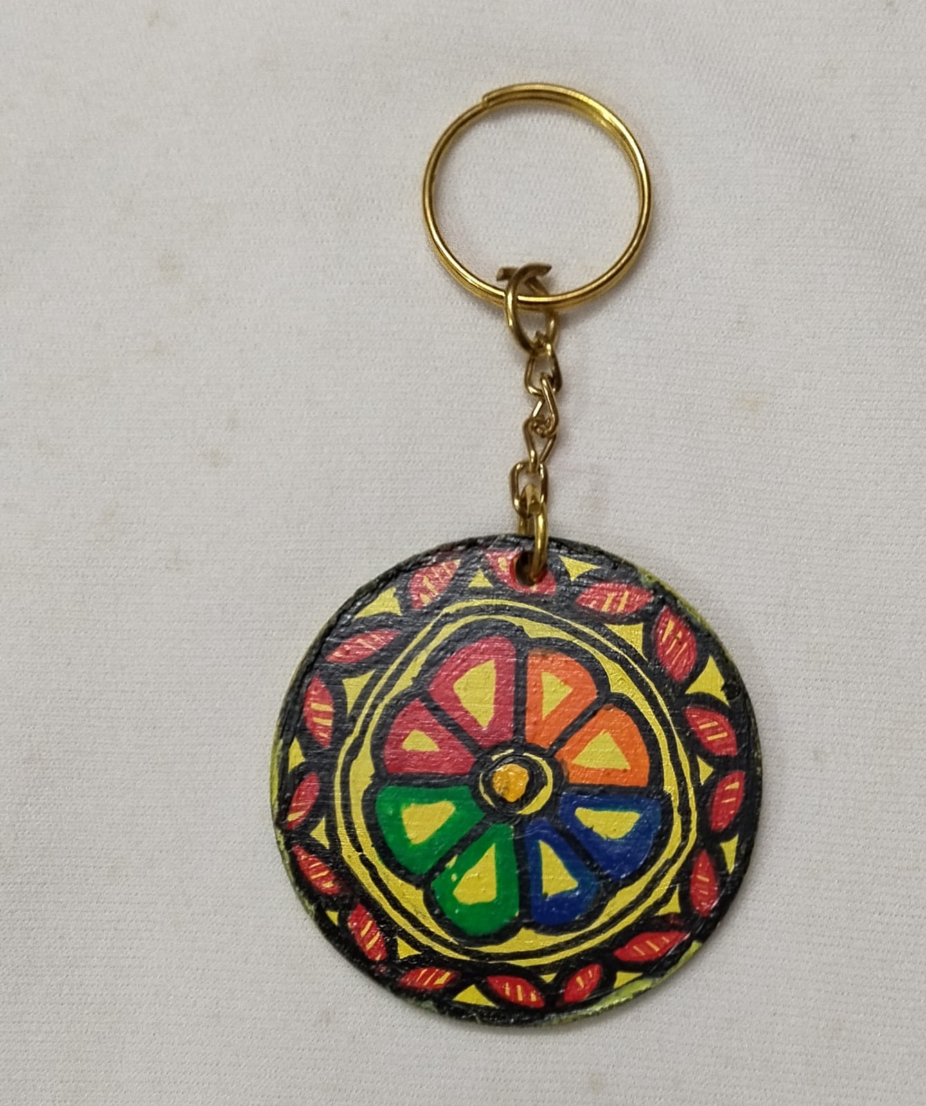 Hand-Painted Madhubani MDF Key Ring - directcreate.com