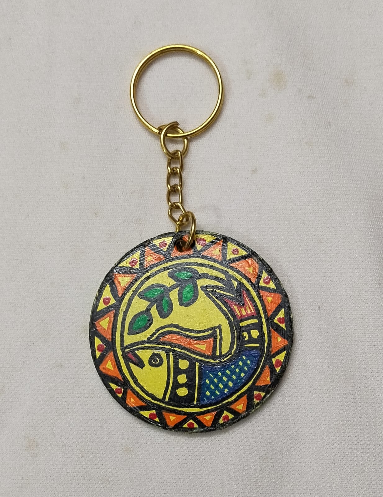 Hand-Painted Madhubani MDF Key Ring - directcreate.com