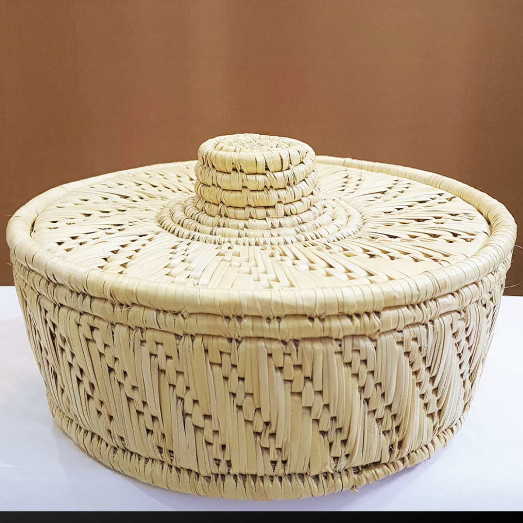 Moonj Grass Handwoven Storage Basket with Lid - directcreate.com