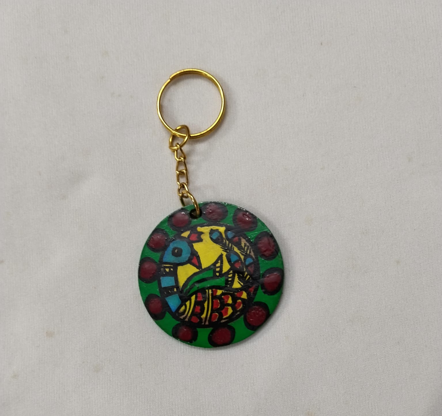 Hand-Painted Madhubani MDF Key Ring - directcreate.com
