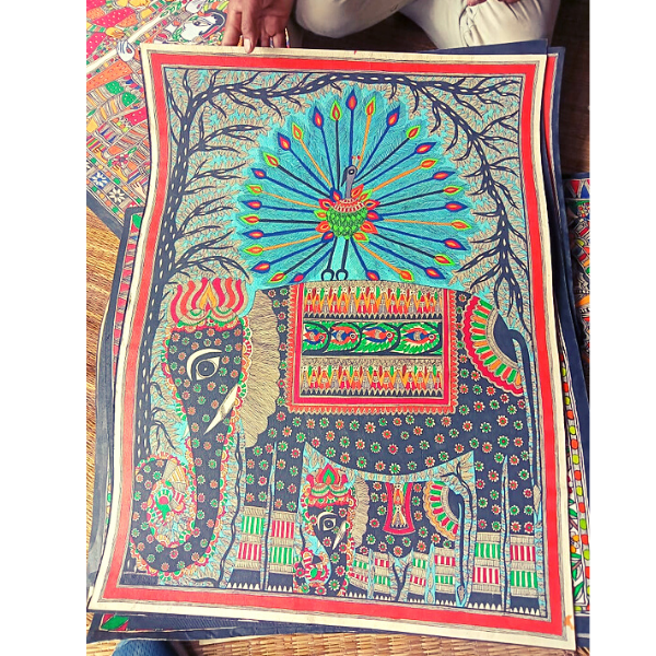 Madhubani painting depicting an elephant