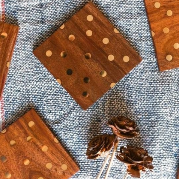 BRASS WOODEN COASTERS