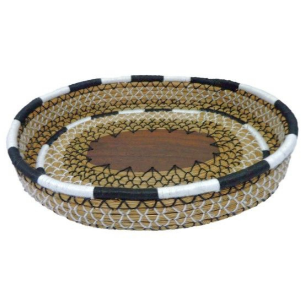 Wood Base DIAMOND With Coiling Stitch Tray