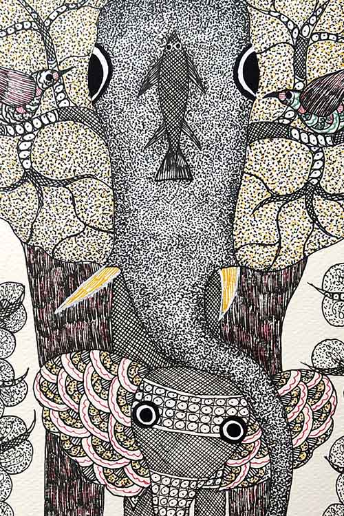 Gond painting A4 on canvas