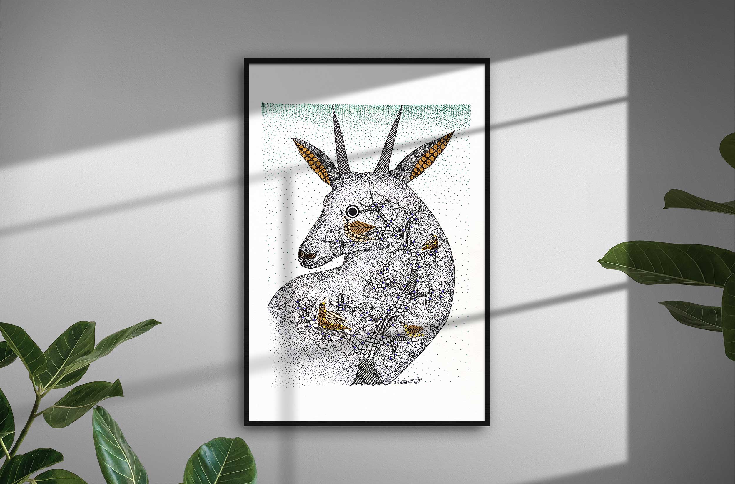 Gond painting A3 on canvas