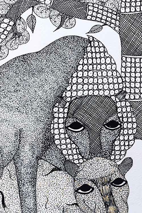 Gond painting A4 on canvas