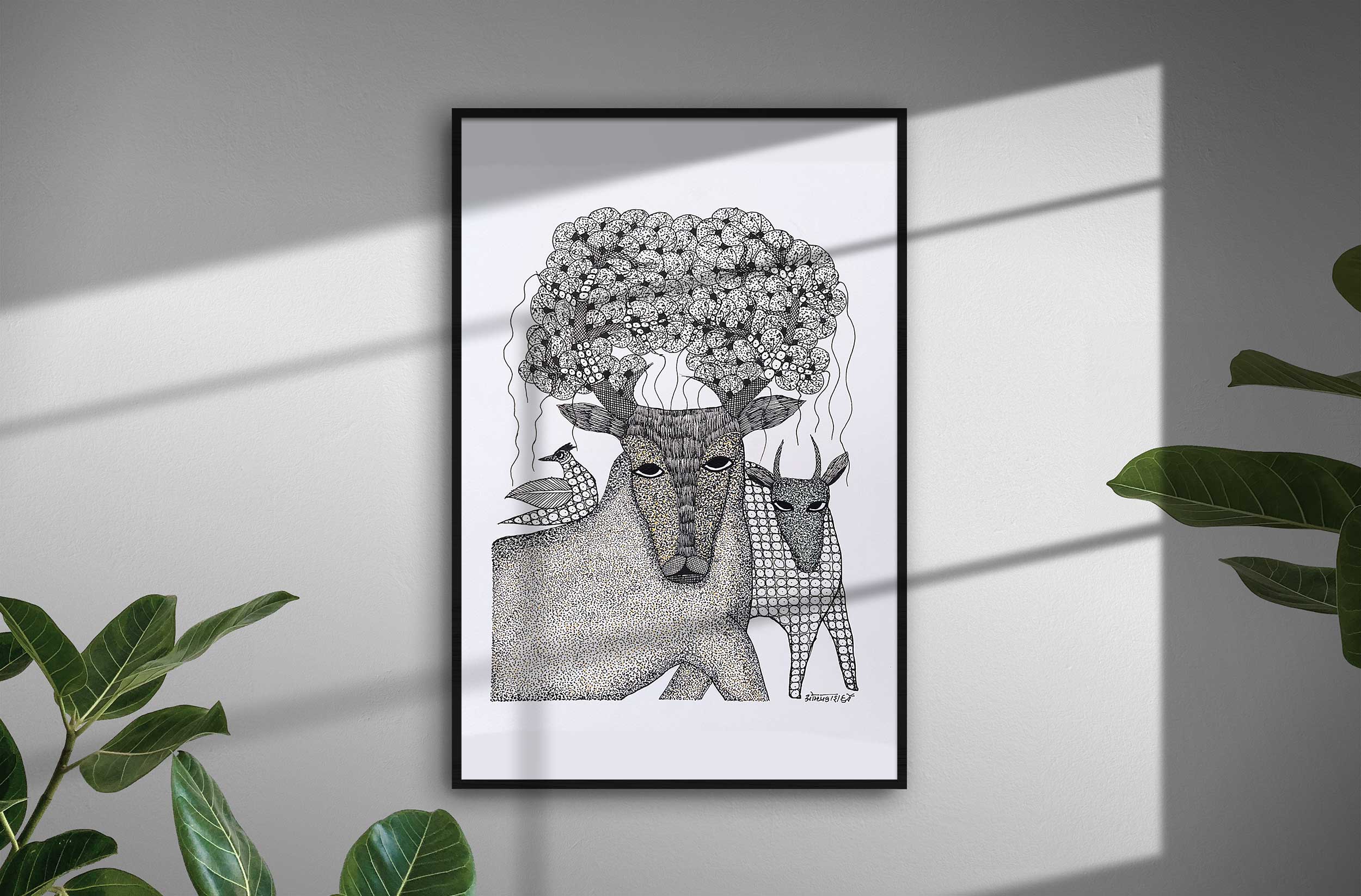 Gond painting A3 on paper