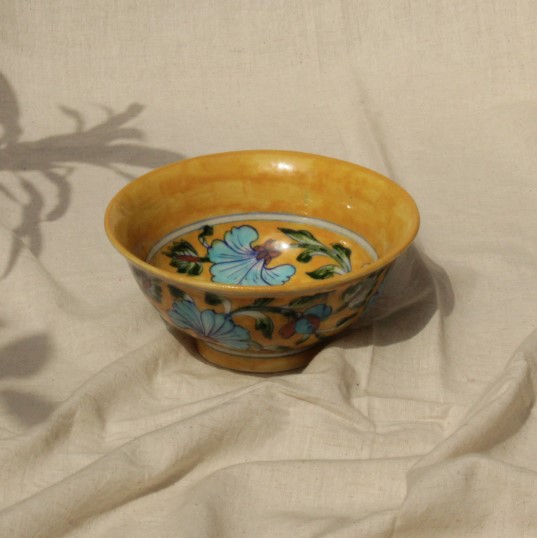 blue pottery bowl