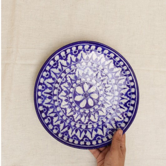 blue pottery plate large size