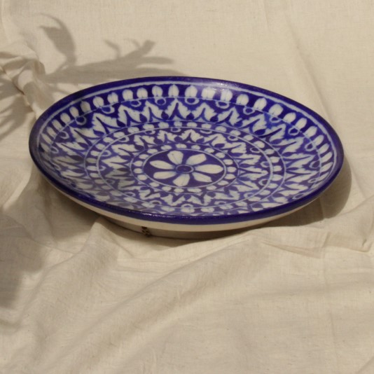 blue pottery plate medium size
