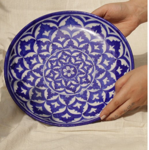 blue pottery plate large size