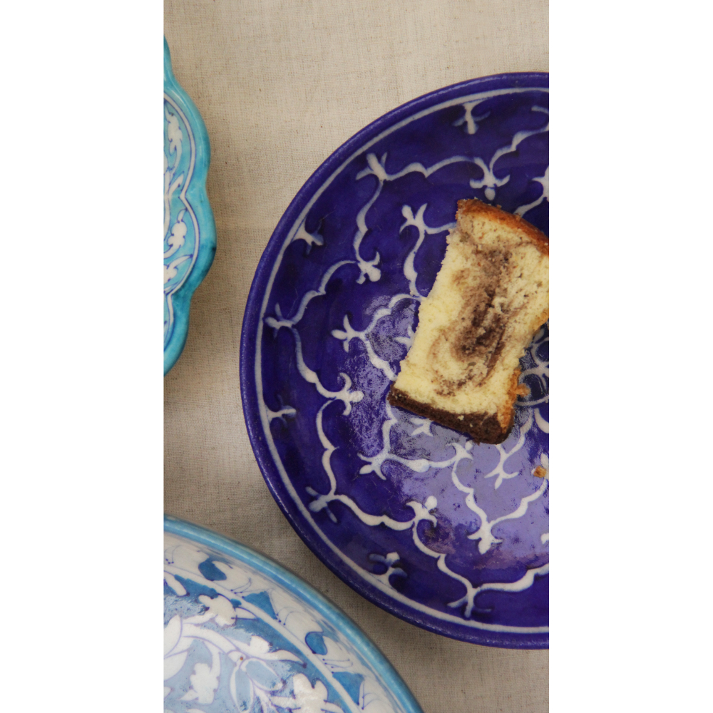 blue pottery plate medium size