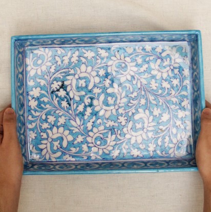 blue pottery tray midum size