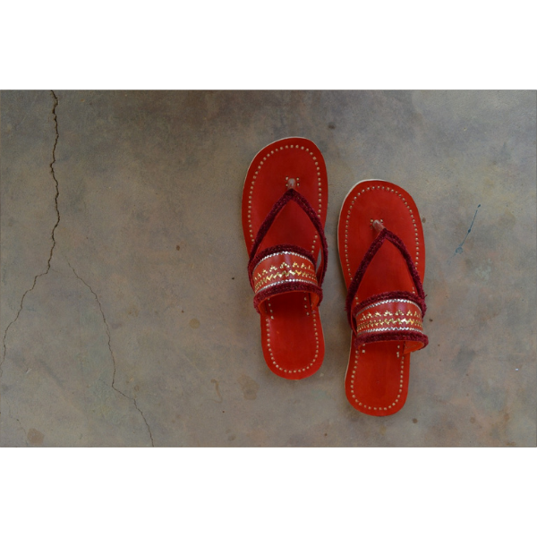 Leather Sandal (with Zari belt and Torni) - Main Image