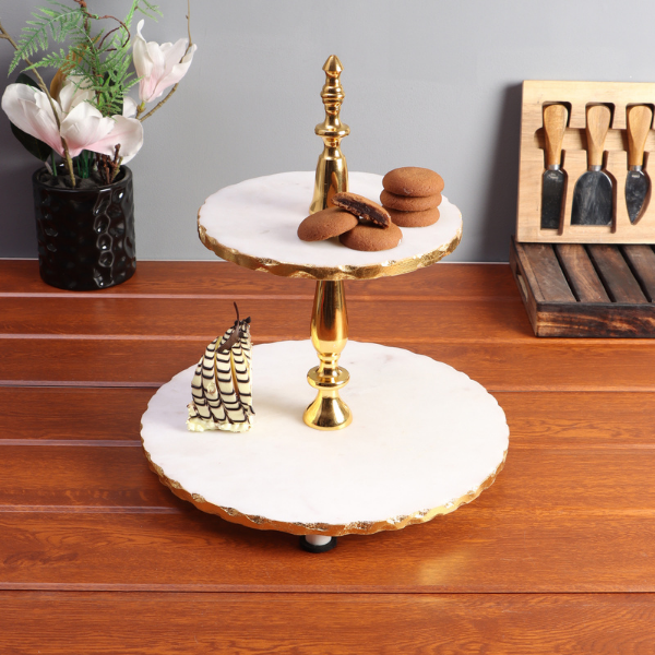 NikkisPride Marble 2-Tier Cake Stand
